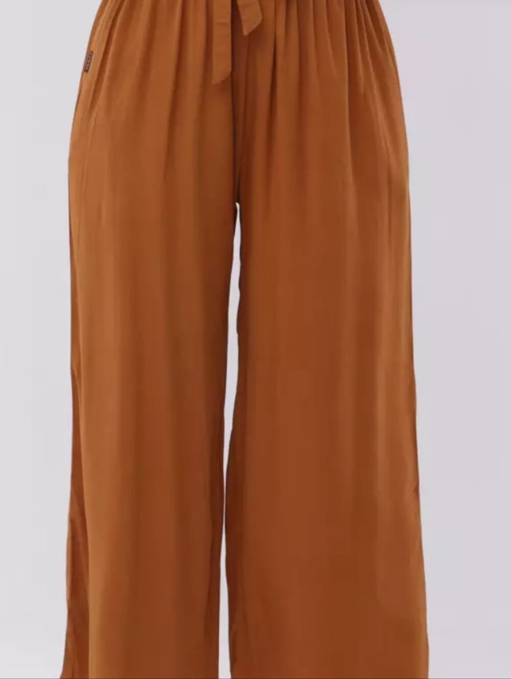 Wide Leg Paperbag Waist Pants - Rust
